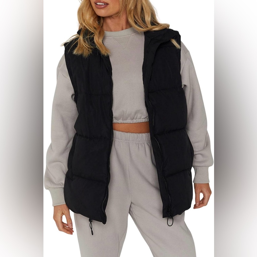 Athlisan Womens Zip Up Puffer Vest Stand Collar Sleeveless Padded Jacket Coat